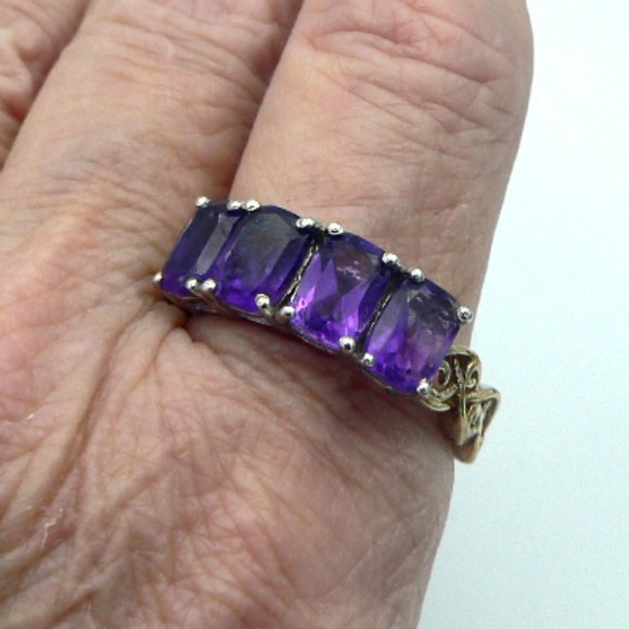 Sz 9 Genuine Lusaka Amethyst (Cush) Ring NWOT - Picture 5 of 5